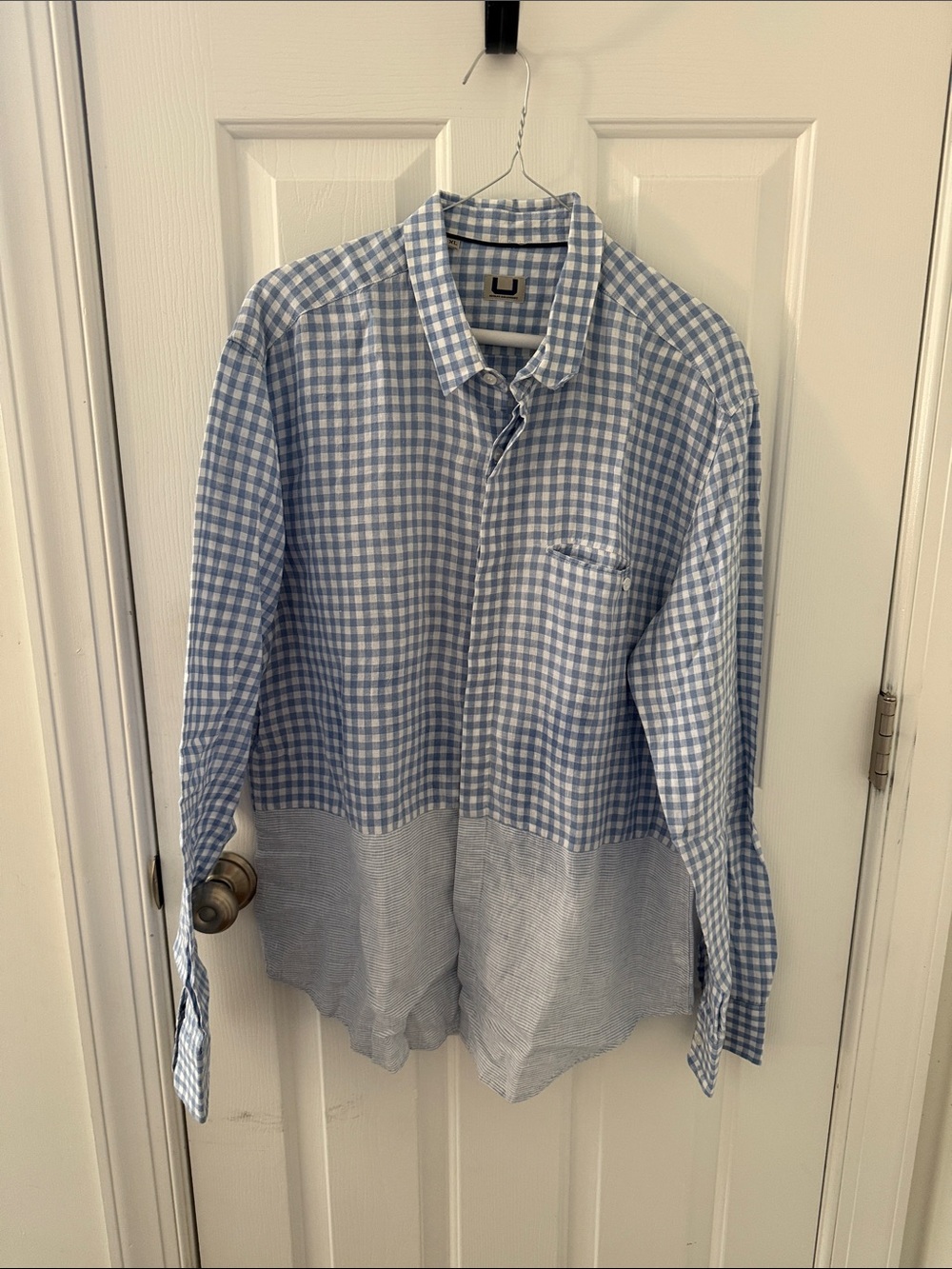 Casual Blue Linen Button-Down Shirt - Men's